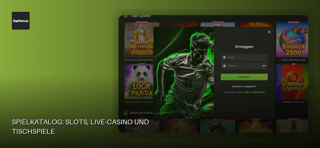 Spielkatalog: Slots, Live-Casino und Tischspiele