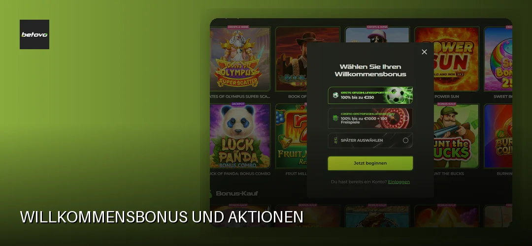 Willkommensbonus und Aktionen